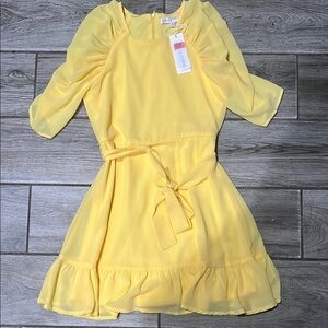 GB Girls Yellow Ruffled Tie Front Sundress
